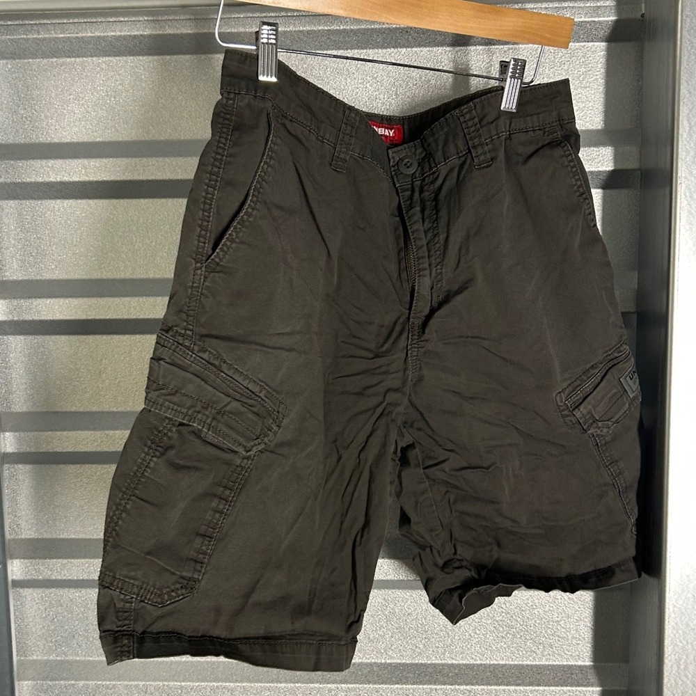 Y2K Grunge Cargo Shorts Mens 34 Brown Utility Gorpcore Outdoor Casual Workwear